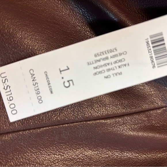 Chico's Faux Brown Leather Crop pants - Picture 6 of 7